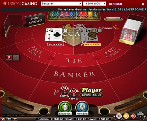 baccarat im betsson casino spielen