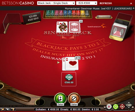 black jack single deck im betsson casino