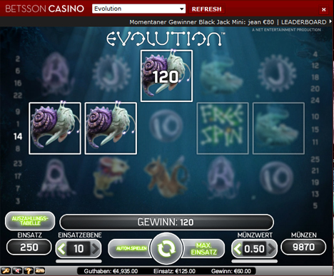 evolution online slot im betsson casino