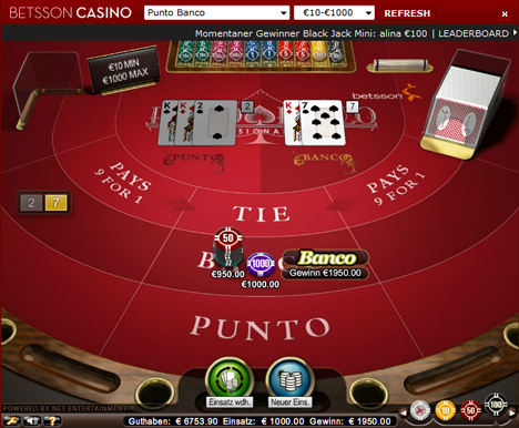 punto banco im betsson casino spielen