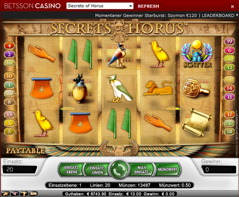 secrets of horus casinospiel im betsson casino