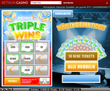 triple win casinospiel im betsson casino